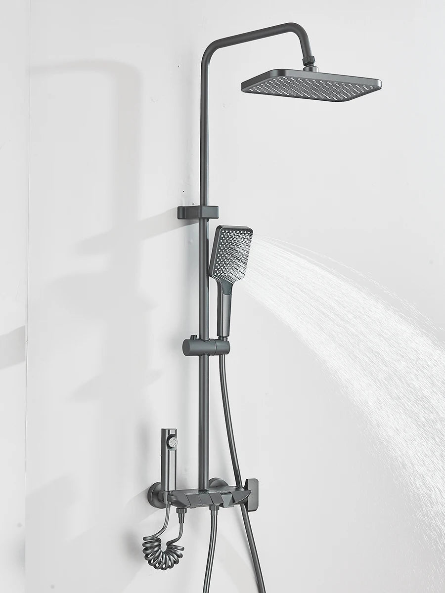 4-way Piano Shower System With Rain Shower Bidet Faucet Hot Cold Water Mixer For Bathroom Shower Kit