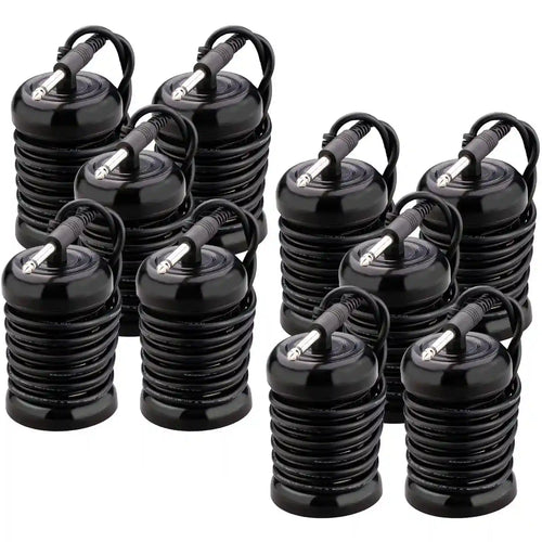 Set of black stainless steel ion detox arrays for hydrotherapy foot bath machines with connection cables.