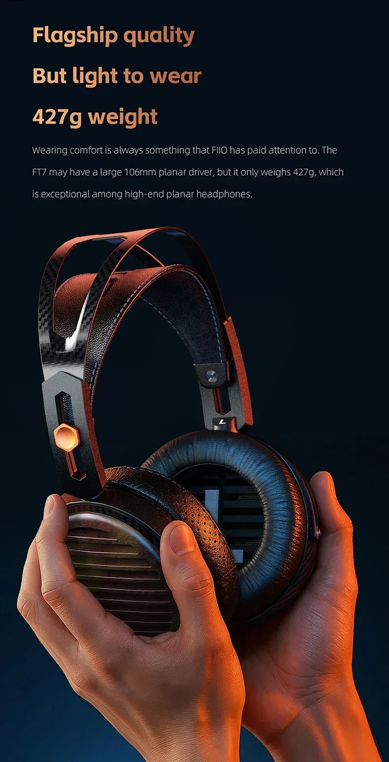 FiiO FT7 Planar Open-Back Headphones 106mm Driver - Tidesmit Tidesmit