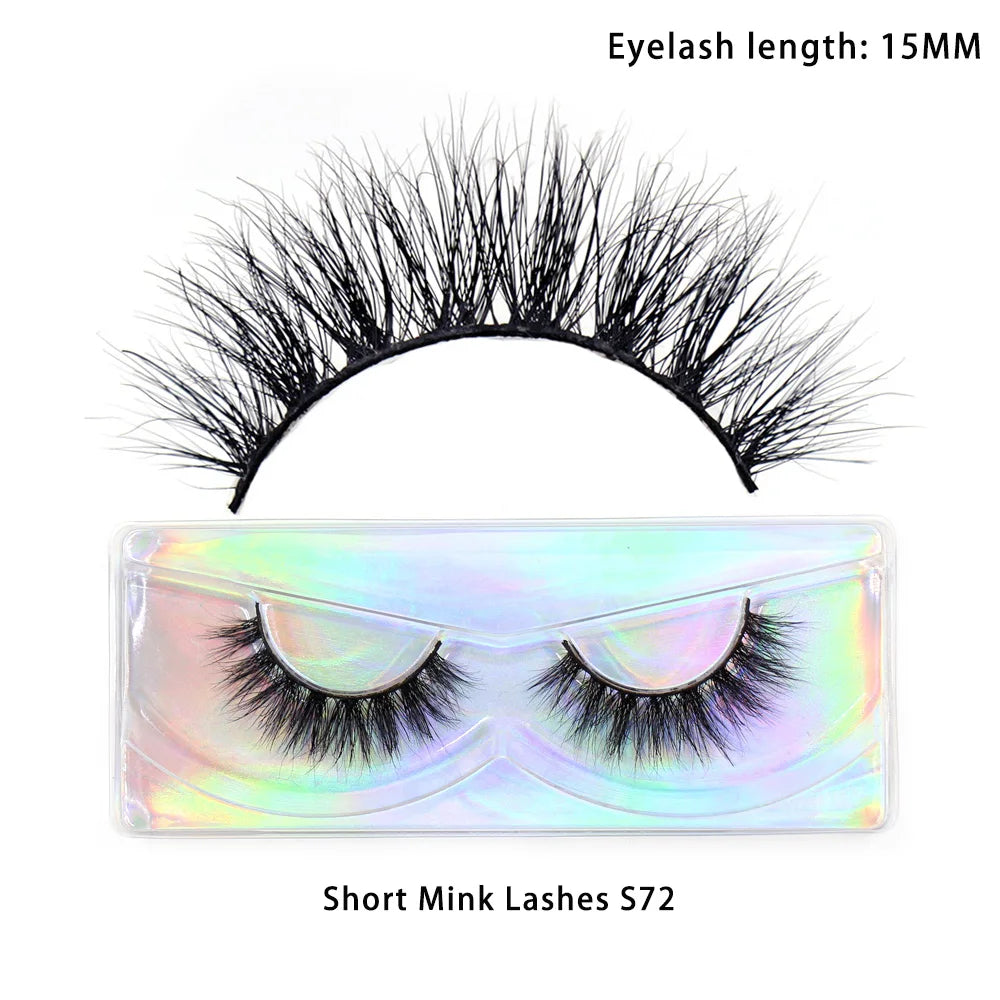 Tidesmit 3D mink lashes 12mm-15mm short fluffy wispy false eyelashes cruelty free makeup detail view