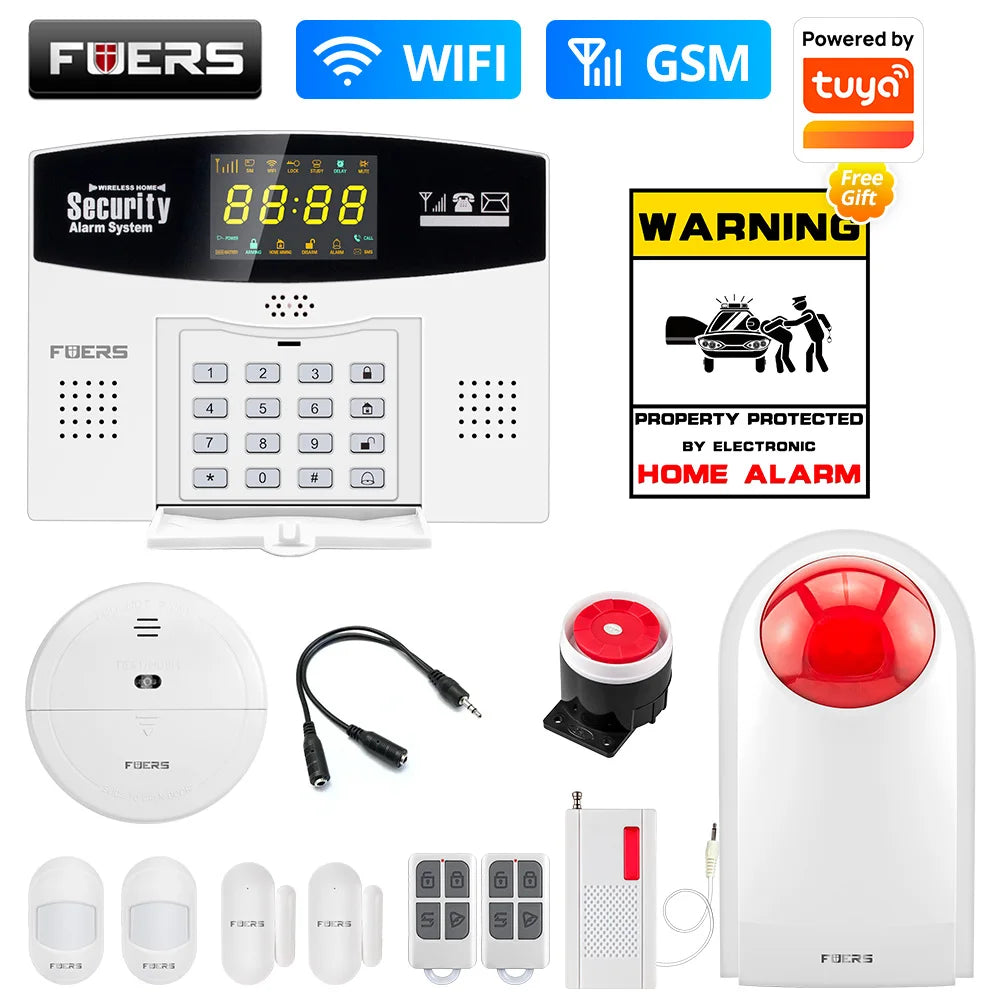 Fuers WIFI 4G 2G GSM Alarm System work with Tuya SmartBurglar Alarm Wireless Wired Security Zone Link Alexa Google Motion Sensor