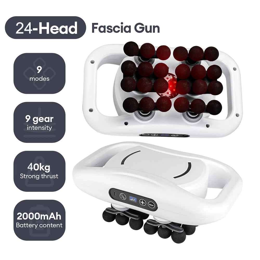Deep Tissue Massage Gun: Percussion Muscle Recovery Tool Relaxation Treatment 24 head-White Tidesmit