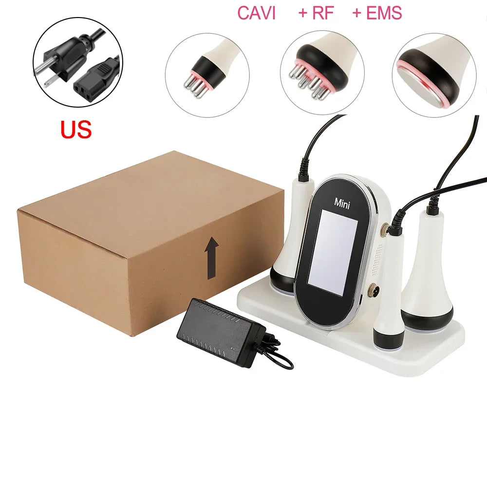 Ultrasonic Cavitation Body Slimmer with RF Skin Tightening - White Relaxation Treatment White US Plug Tidesmit