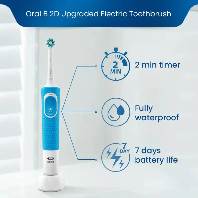 Oral B D100 2D Vitality Electric Toothbrush Timer 7600Rpm Cross Action Deep Cleaning and Whitening Teeth Tooth Brush