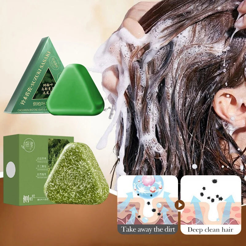 Hair Strengthening Nourishing Shampoo Soap,Oriental Arborvitae Usman Herbal Extract Anti Hair Loss,Face Wash Clean Handmade Soap