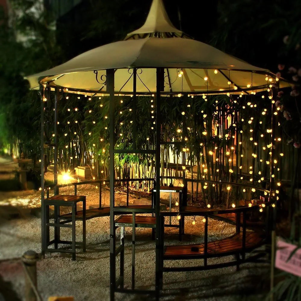 1 Pack 12M/39.37FT. 100 LED Solar Powered Bubble Ball String Light Indoor And Outdoor Decorative Lamp With 8 Lighting Modes Suitable For Home Holiday Park Party Wedding Birthday Festival Path Patio Decoration