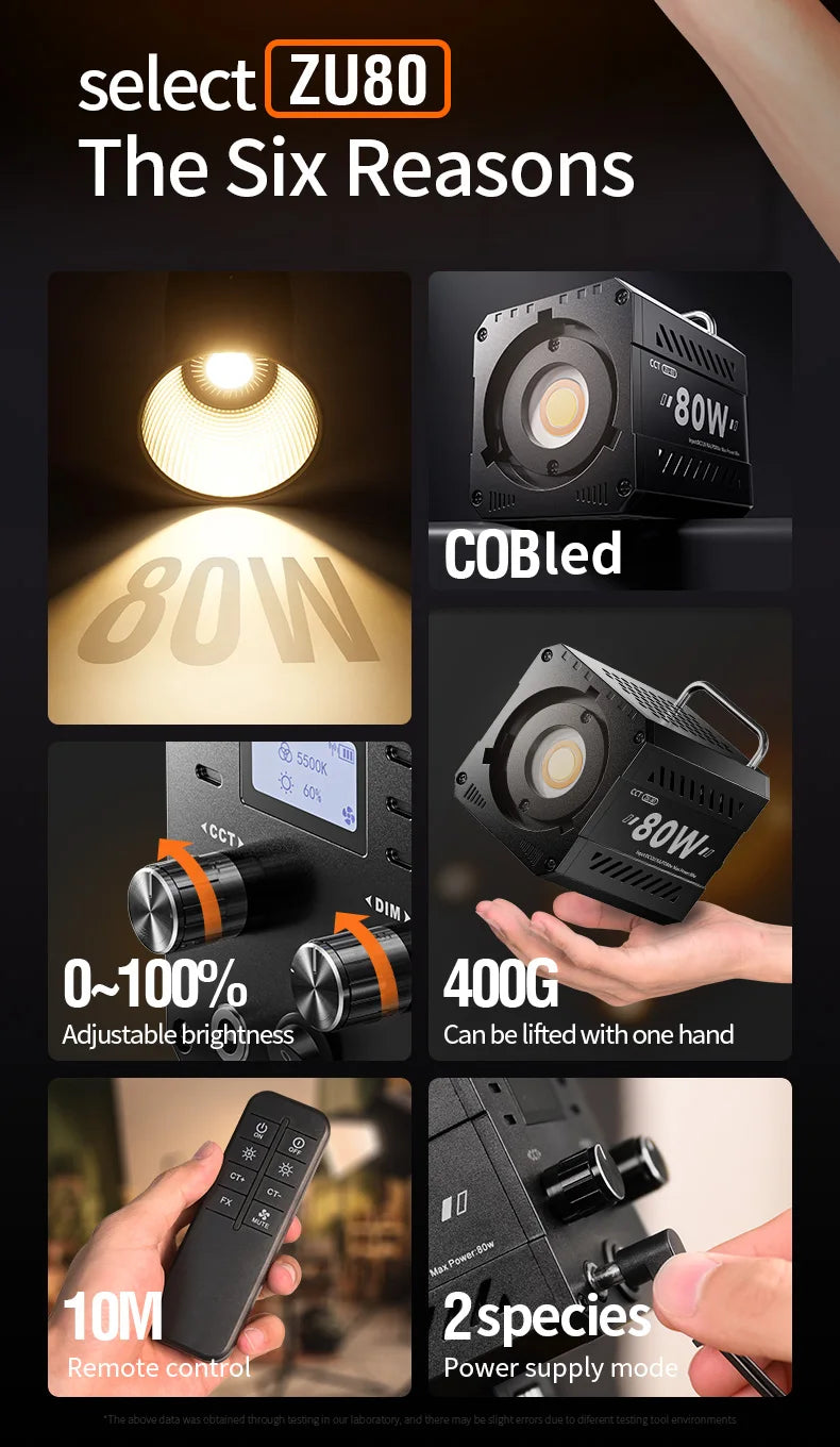 LED Video Light 60-80W Bi-Color Studio Lighting for Content Creators Tidesmit