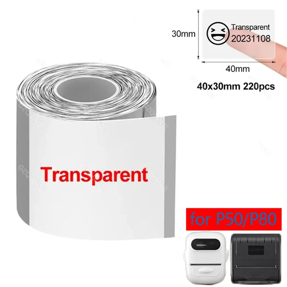 Marklife P50 Transparent Barcode Printing Label Paper, Self-Adhesive Waterproof Self-Adhesive Paper, Thermal Label Paper, Price