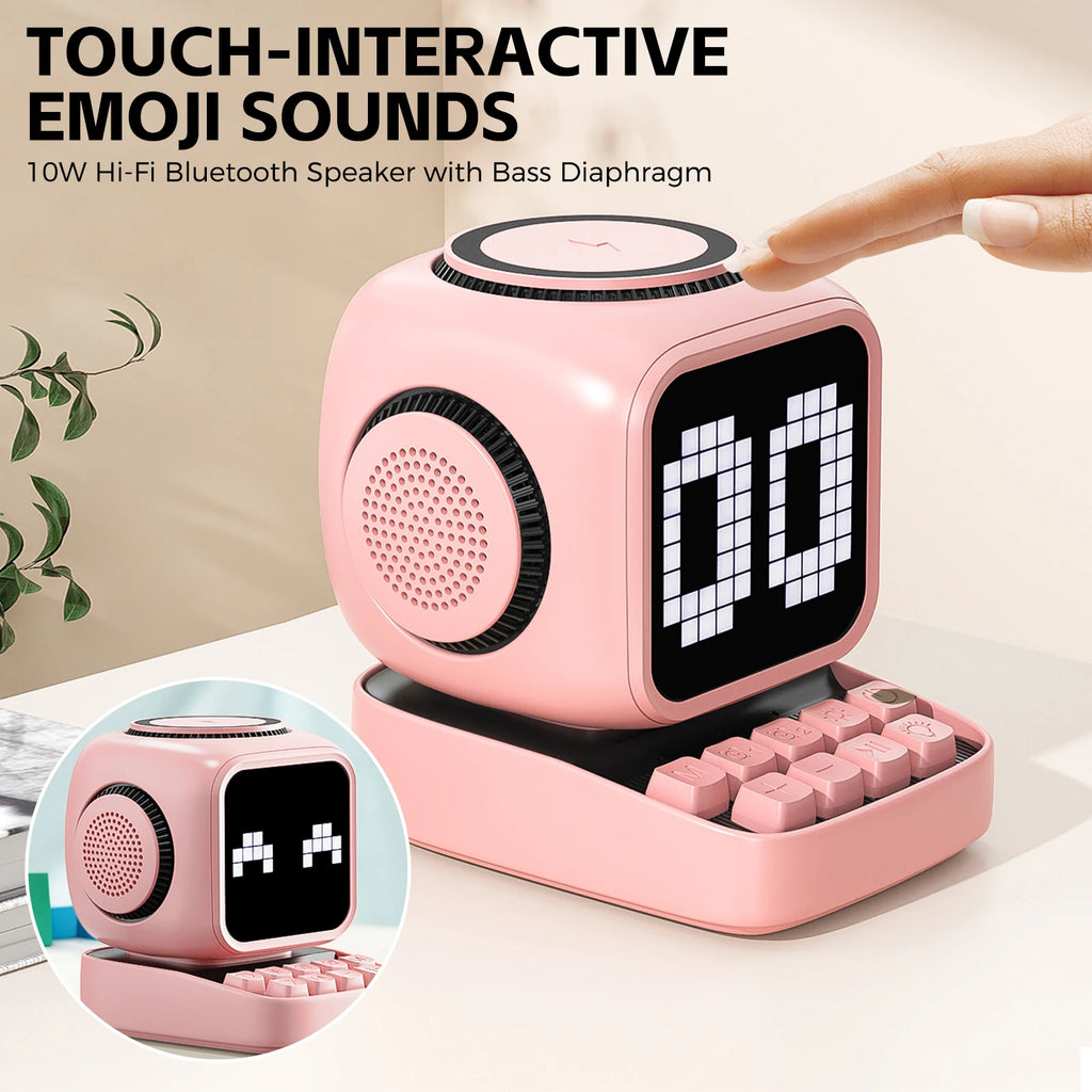 Portable Bluetooth Speaker with 15W Wireless Charger and LED Clock Tidesmit