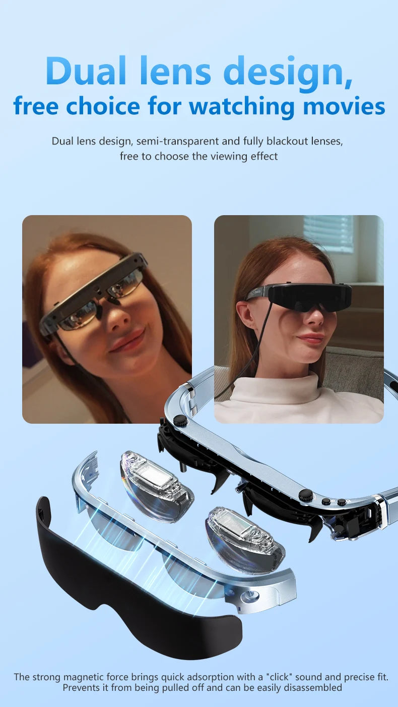 Android 3D VR Smart Glasses - Portable HD Private Cinema with Spatial Audio Tidesmit