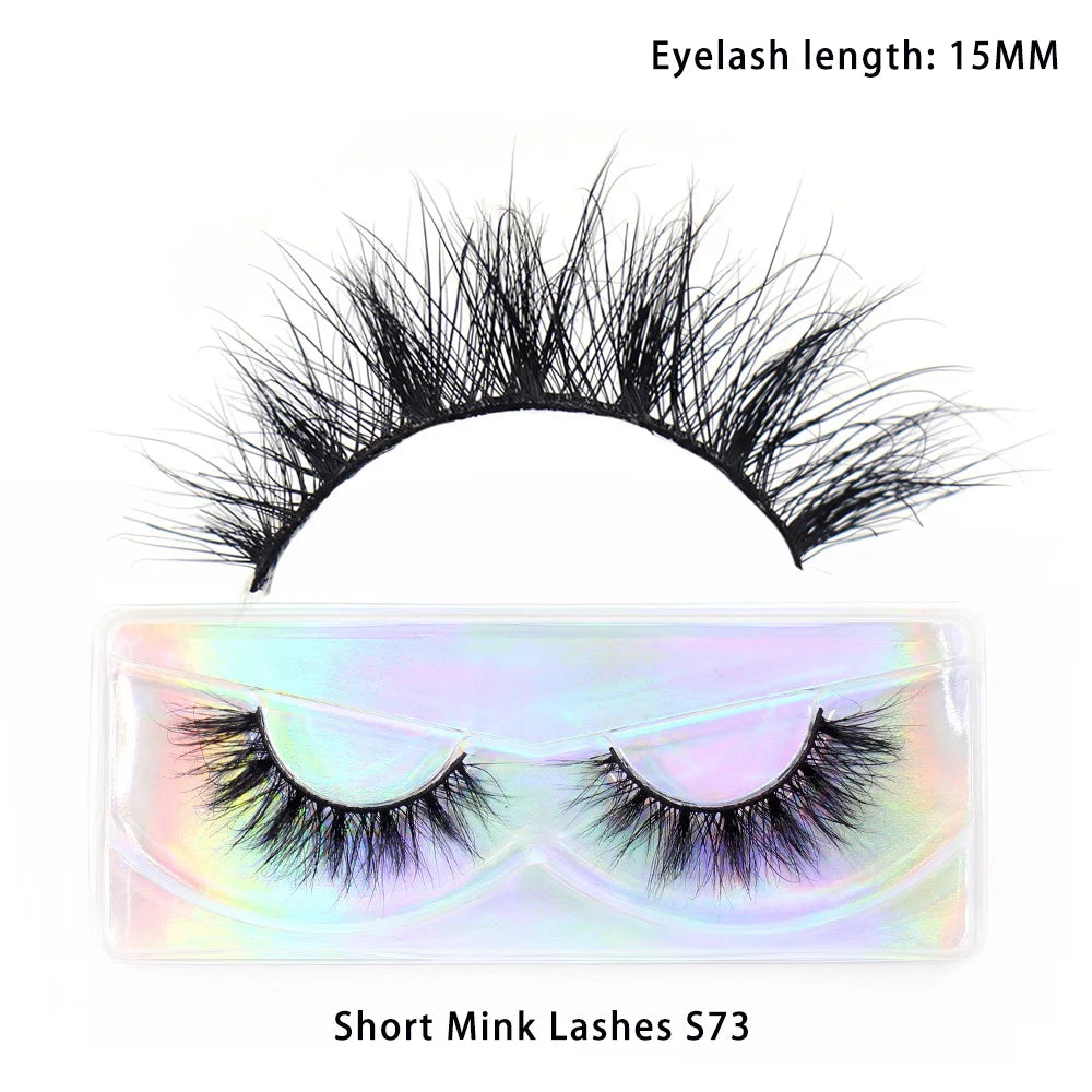 Tidesmit LEHUAMAO 12mm-15mm short 3D mink lashes fluffy wispy cruelty free false eyelashes texture detail view