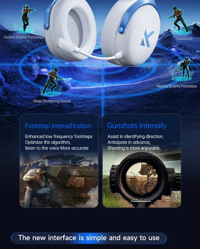 Wireless Gaming Headset V9 Pro - 7.1 Surround Sound Over-Ear Headphones Tidesmit