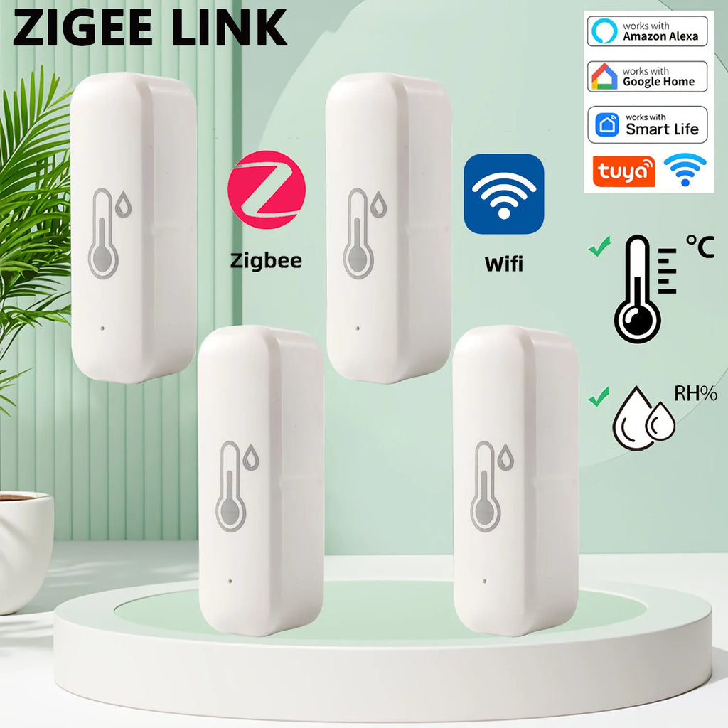 Smart Temperature and Humidity Sensor ZigBee 3.0 or WiFi App Monitor Tidesmit