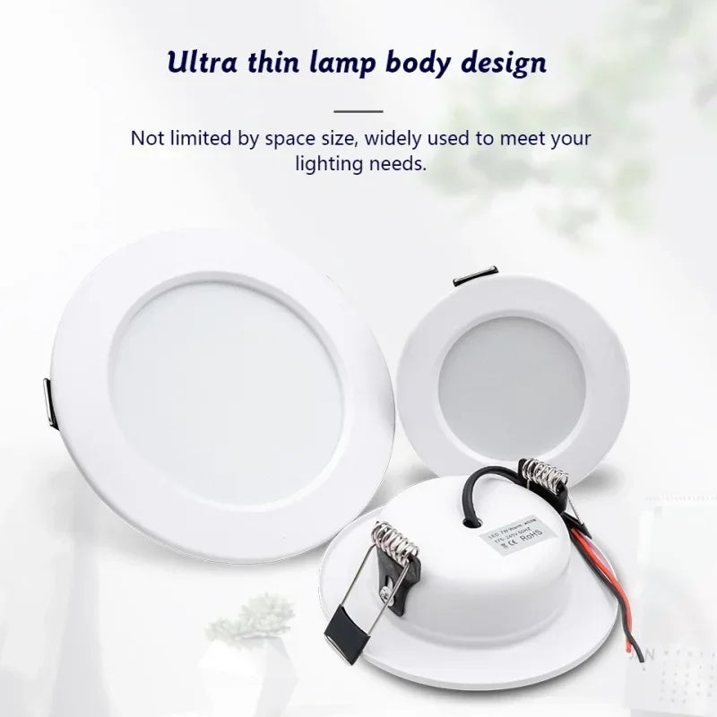 2-8pcs Recessed Ultra-thin LED Downlight DC12V 24V AC110V-240V Ceiling Lamp Warm Cold White Indoor 5W 9W 12W 15W 18W Lighting