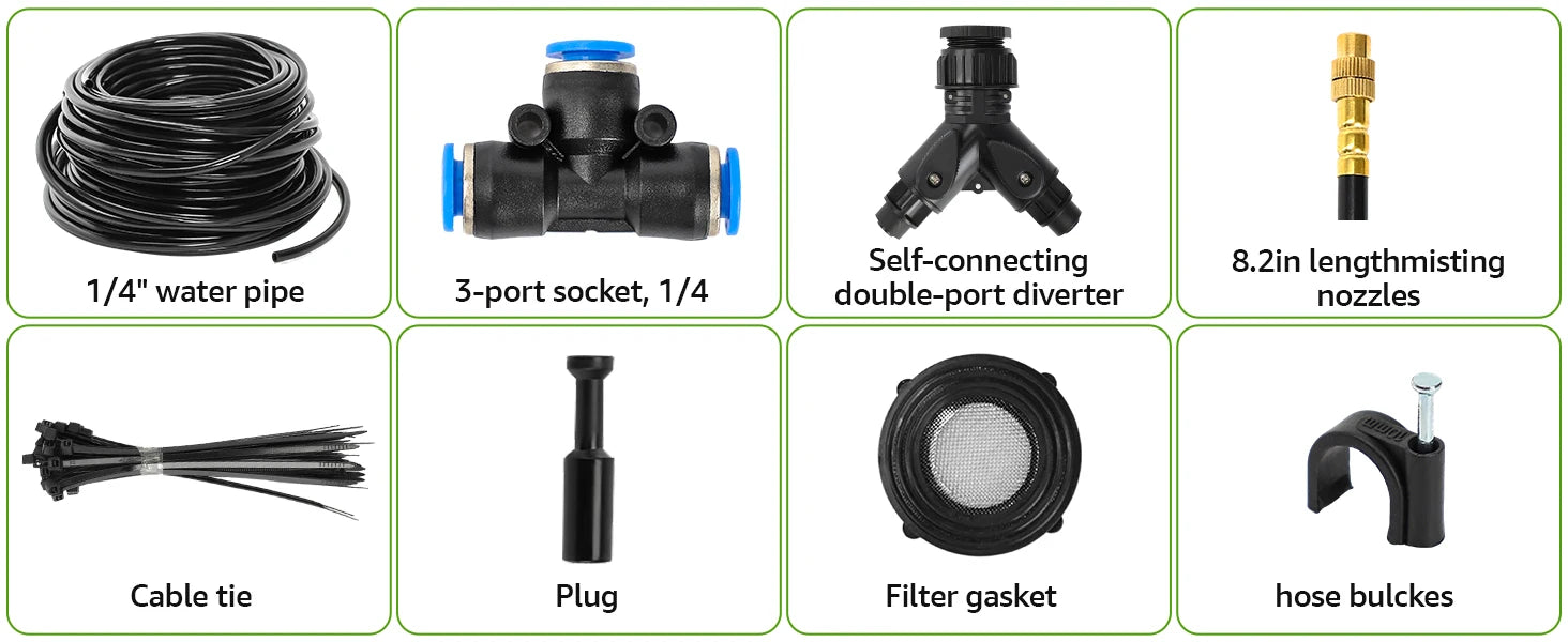 Drip Irrigation System 100FT 1/4" 2026-Upgrade Garden Sprinkler Kit With 16PCS 360° Adjustable Automatic Misting Watering System