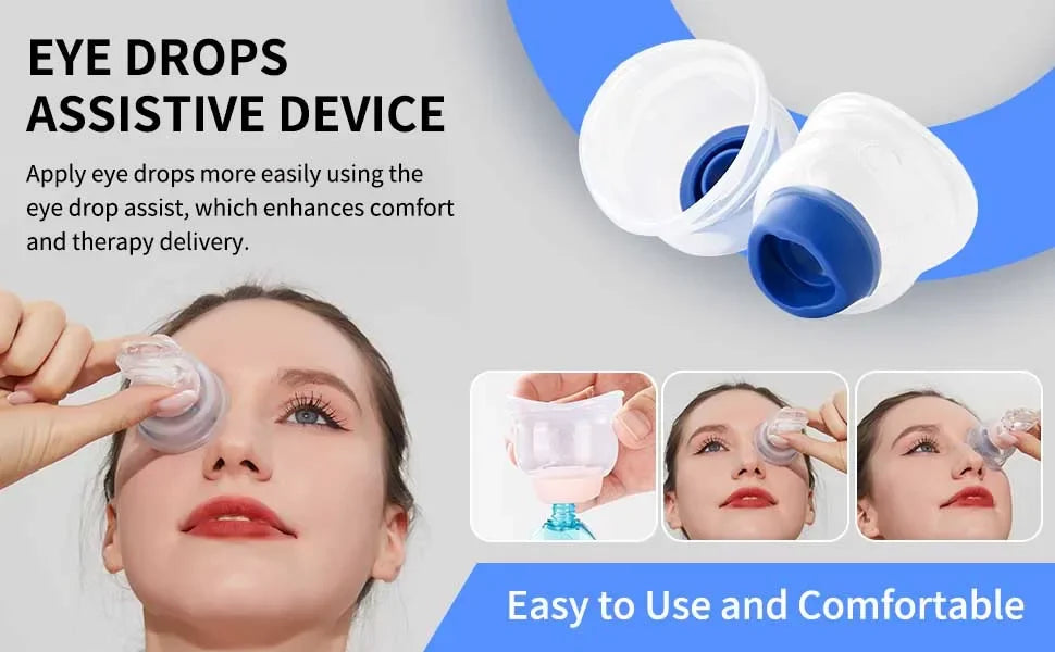 Reusable eye drop helper tool with guide cup for easy, precise, and comfortable daily eye drop application.