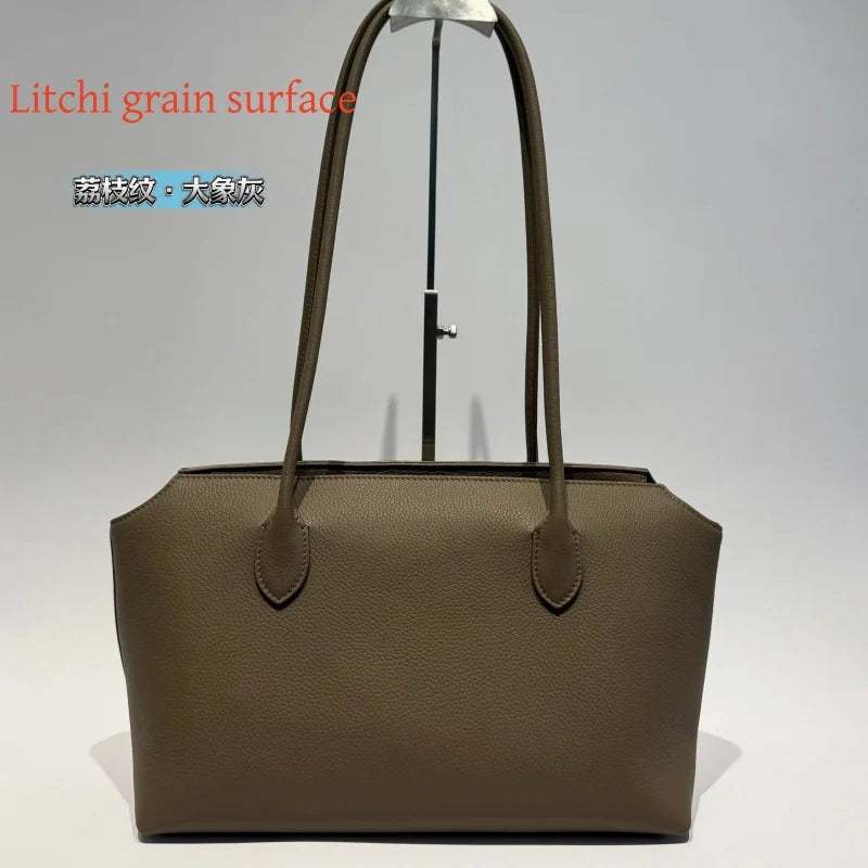 2026 new cow spine leather large capacity shoulder bag, leather handbag, commuting leather women's bag, high-end customized vers