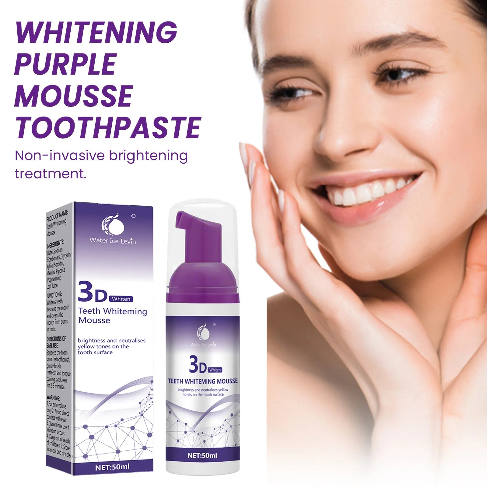 Tidesmit 50ml 3D mousse toothpaste for teeth whitening and effective stain removal for fresh oral care