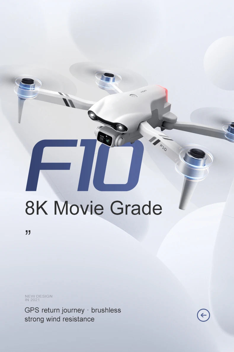 F10 GPS Camera Drone with 8K Dual Lens - Foldable Brushless Design Tidesmit