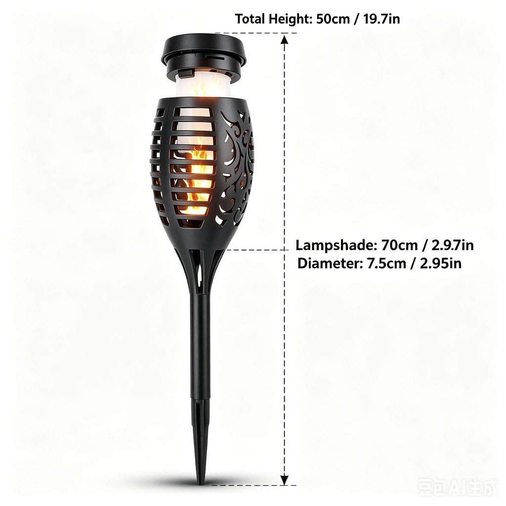6/8/12 packSolar Torch Lights with warm Flickering Flame, Waterproof Outdoor Halloween Decorations for Garden Yard Path, Spooky Holiday Landscape Lighting for Haunted House Atmosphere, 51cm Solar Powered Stake Lights, 12cm Wi