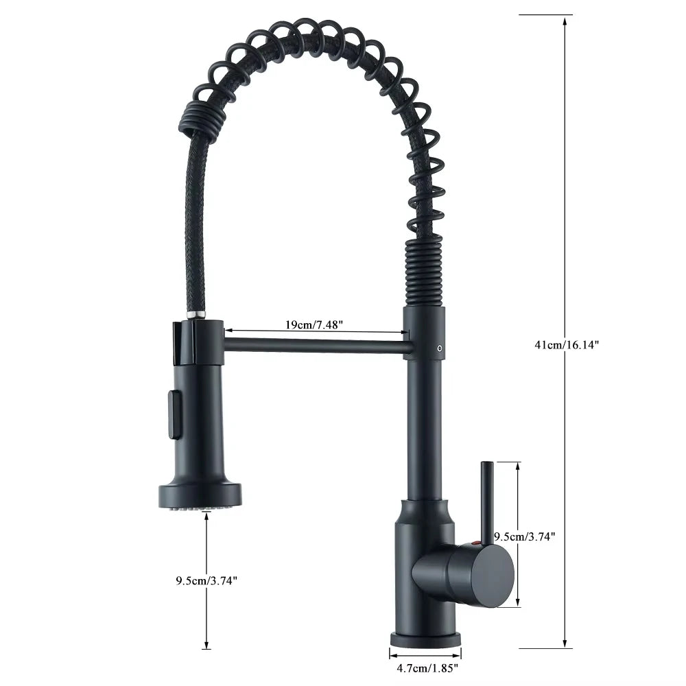 Kitchen Sink Faucet Single Handle 2ways Sprayer Spring Hot and Cold Water Tap Deck Mounted Bathroom Kitchen Crane