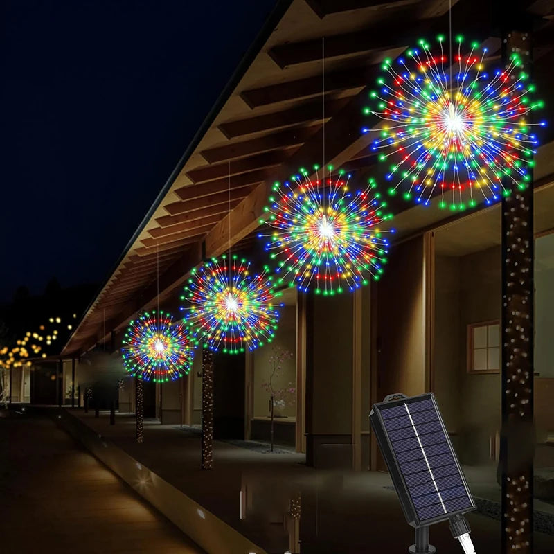 Solar Light Outdoor 4 Pack, Hanging Fairy Lights Strom, 8 Modes Dimmable Waterproof, For Party Garden Decoration