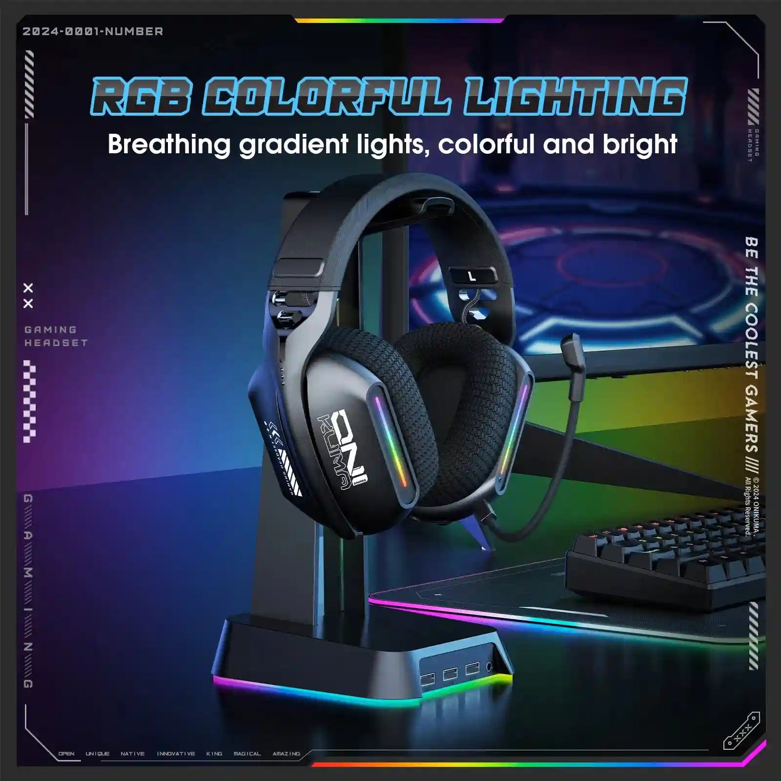 Wireless Gaming Headset: Tri-Mode Bluetooth 2.4G for PC & PS5 (GT808) Tidesmit