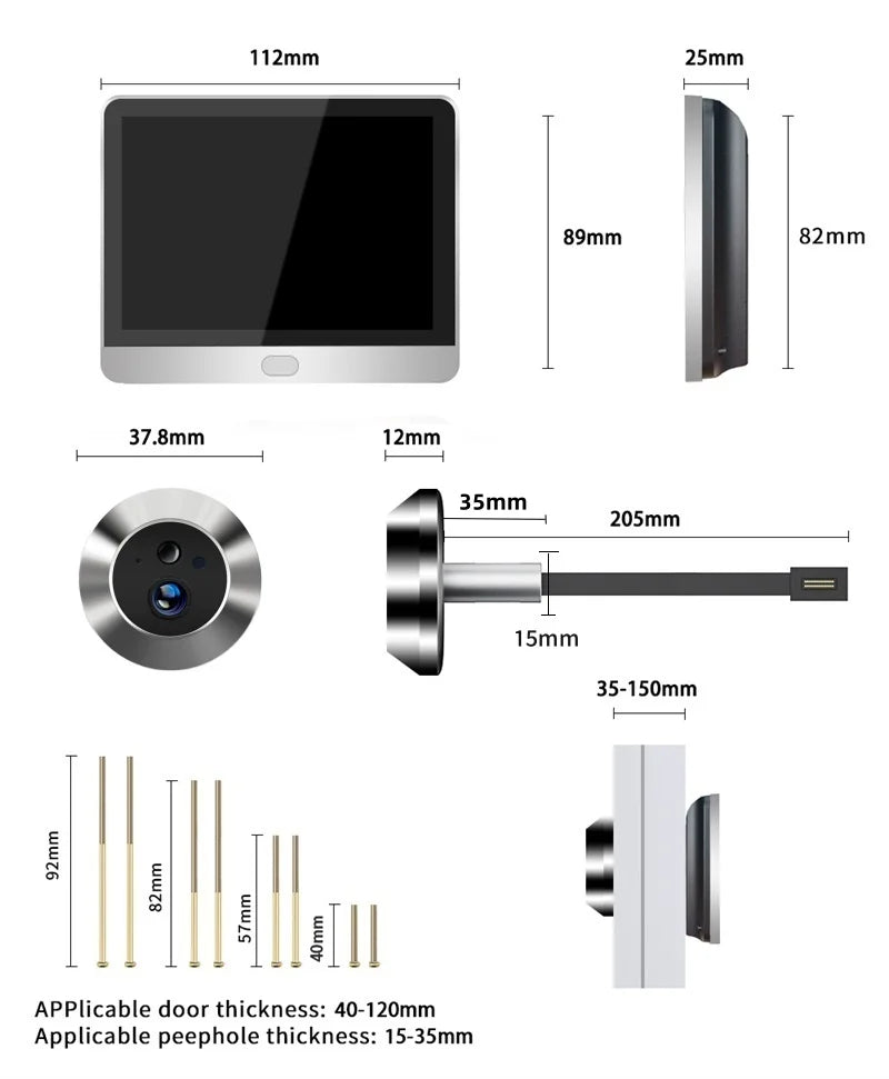 3MP Tuya Smart Security Outdoor House Door Video Eye With Camera Alexa PIR Motion Detect Wifi Peephole Door Camera For Home