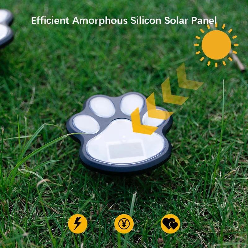4PCS, Solar LED Lights, Outdoor Lights, Pet Dog Paw Lights, Smart Light Sensor Switches, Ideal for Garden Lawn Lighting