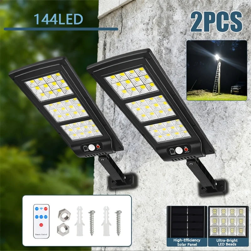 6000K Brightness Solar LED Street Light with 666 Lamp Beads, Built-In Infrared Sensor for Automatic Lighting. Solar-Powered with Zero Electricity Cost, Ideal for Garage And Street Lighting