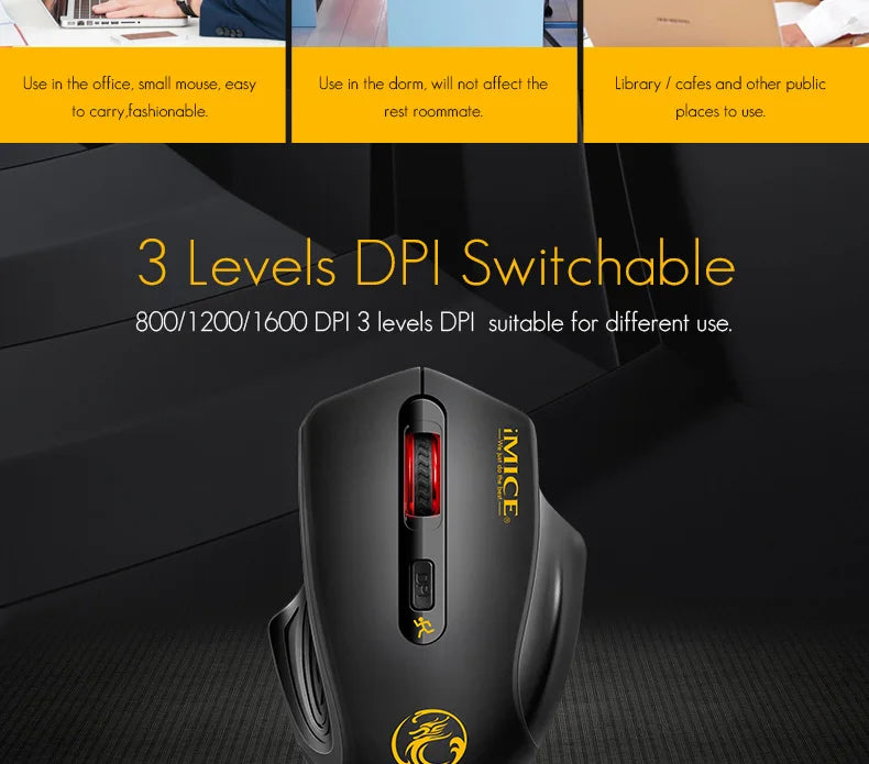 Silent 2.4G USB Receiver Wireless Optical Mouse Battery Style Computer Office Soundless Mouse For PC Computer Laptop IPad Mac