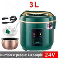 24V green 3L portable rice cooker with control panel and inner pot