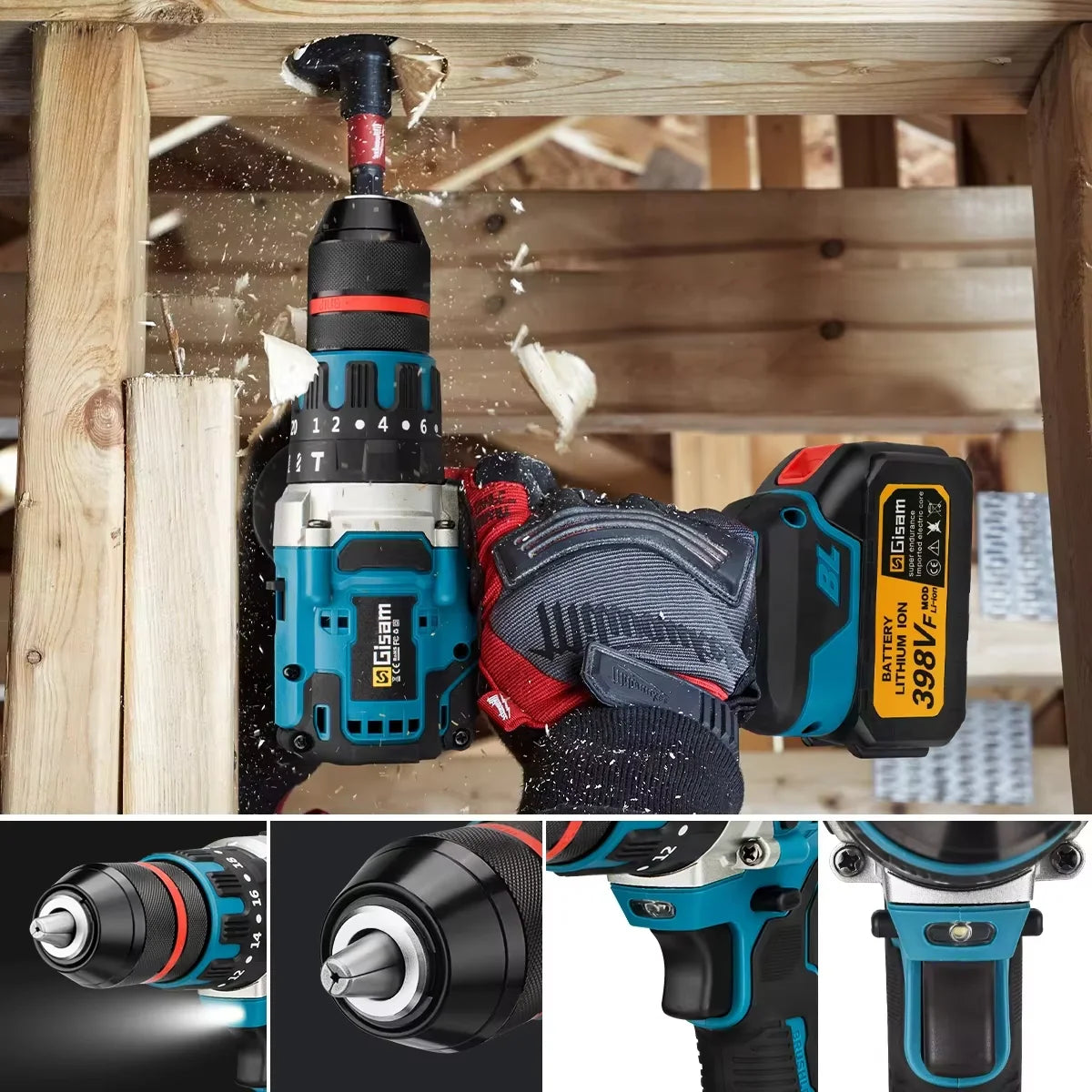13mm 480N.M Brushless Electric Impact Drill Cordless Drill Electric Screwdriver DIY Driver Power Tool for Makita 18V Battery Pin
