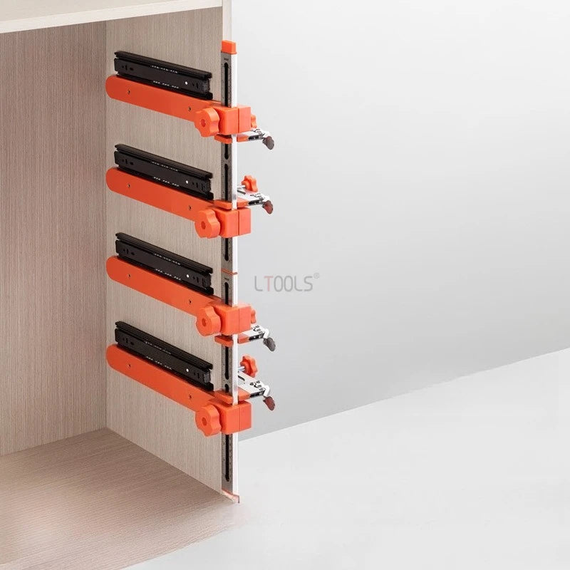Double Axis Magnetic Drawer Slide Installation Jig - Cabinet Drawer Slide Mounting Template Positioning Tool for Hole Drilling