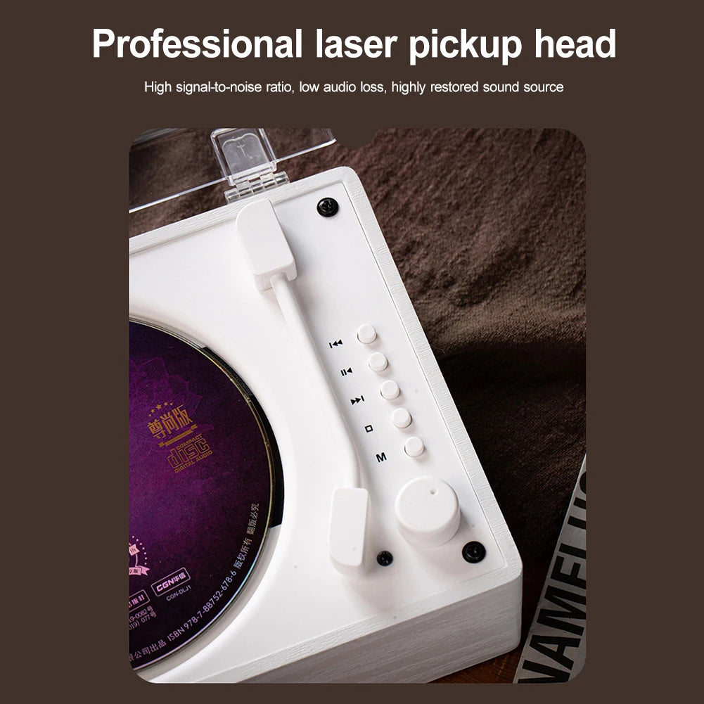 Portable Retro CD Player - Bluetooth Speaker with Woodgrain Finish Tidesmit