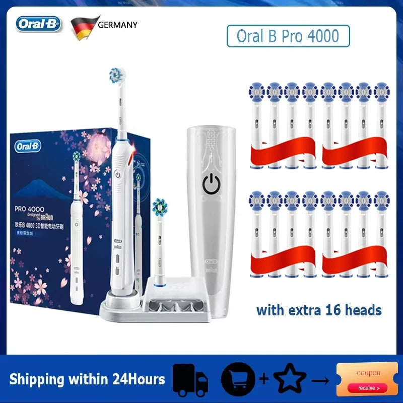 Oral B Sonic Electric Toothbrush PRO4000 RPO600 D12 Vitality Rotating Tooth Brush for Adults Oral Cares Rechargeable Waterproof
