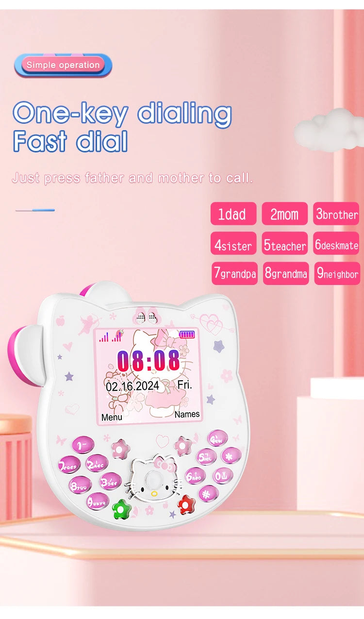 2024 Sanrio Hello Kitty Flip Phone Kawaii K688 Cartoon Taiml Cute Mini Phone Birthday Fashion Gift Toys Christmas For Anime Fans