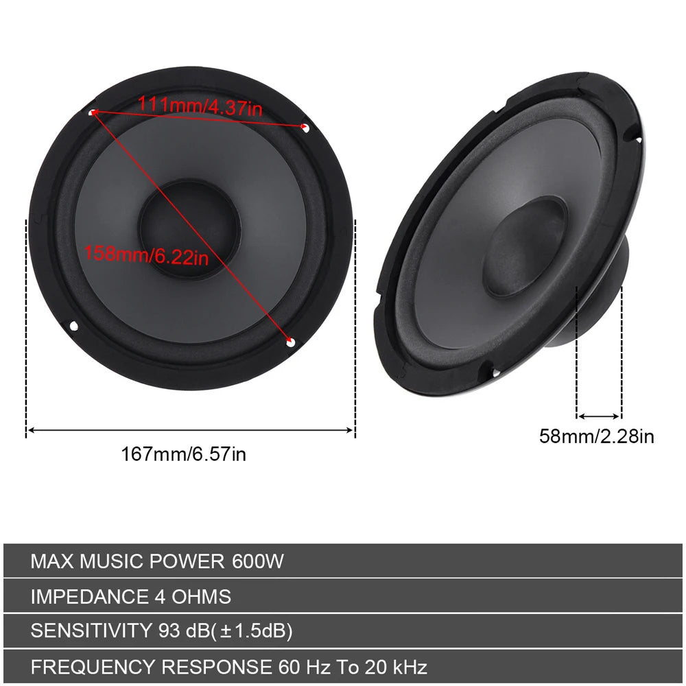 1pair 400/500/600W Car Speakers 2-Way Vehicle Door Subwoofer Car Audio Music Stereo Full Range Frequency Automotive Speaker