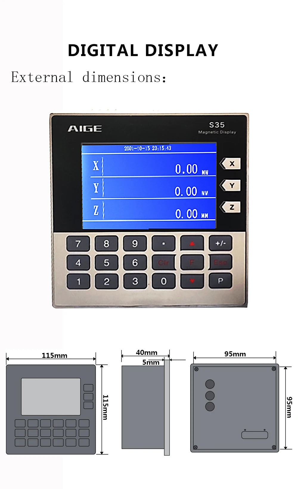 High Quality LCD 3 Axis DRO Magnetic Linear Displacement Scale Sensor CNC Encoder Woodworking Machine Lathe