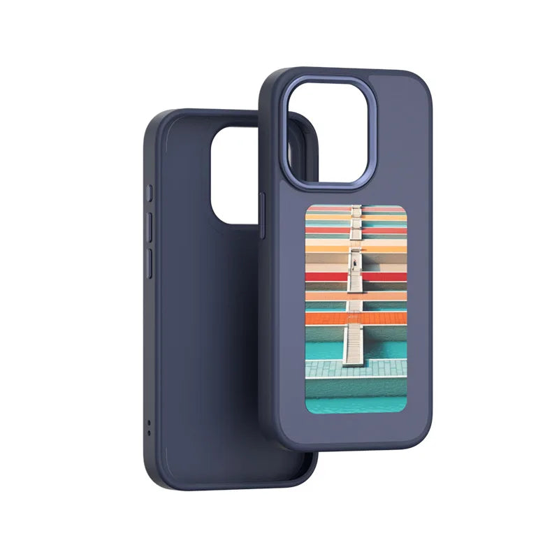 NFC Ink Screen Phone Case for iPhone | DIY Display & Drop Protection Blue Tidesmit