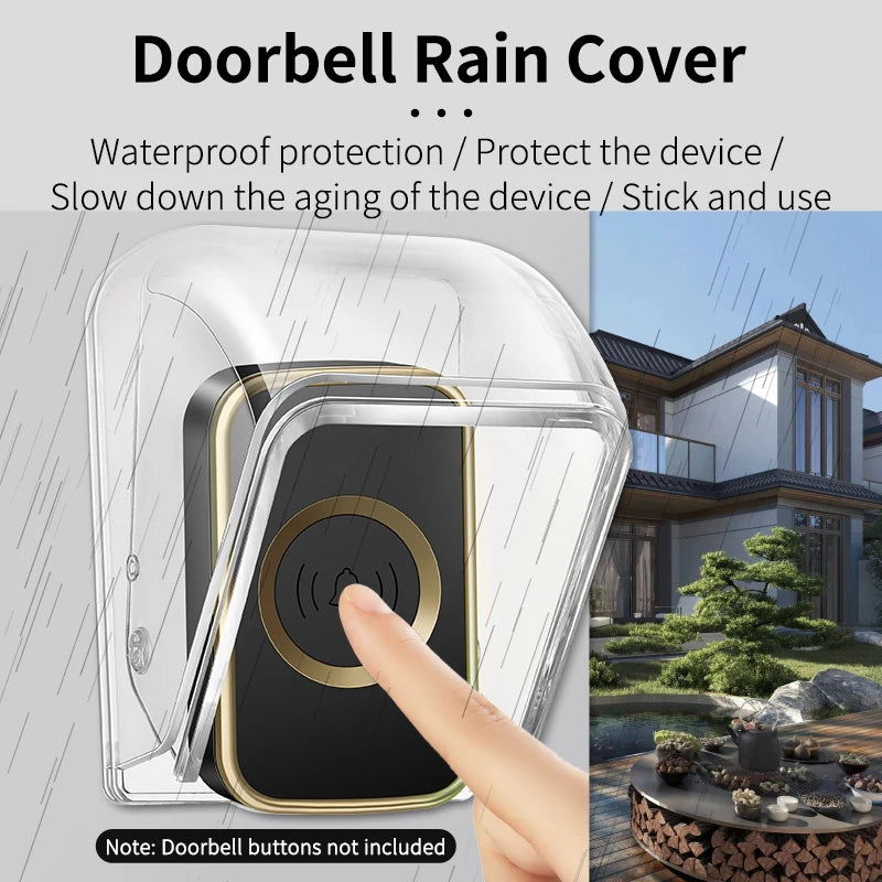 CACAZI Waterproof Cover For Wireless Doorbell Button Smart Ring Chime Button PC Transparent Outdoor Rain-cover Home Case New
