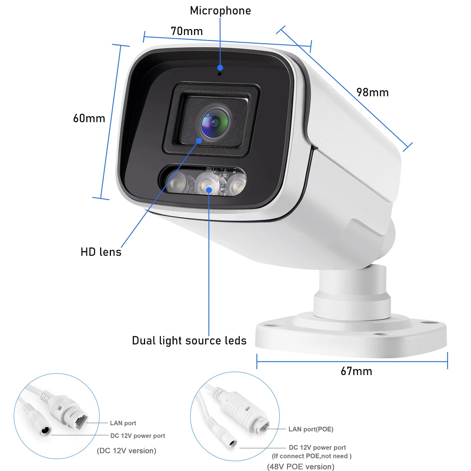 Gadinan Metal Outdoor POE Audio IP Camera Color Night Vision P2P AI Humanoid Alert CCTV Home Security Video Monitoring Linklemo