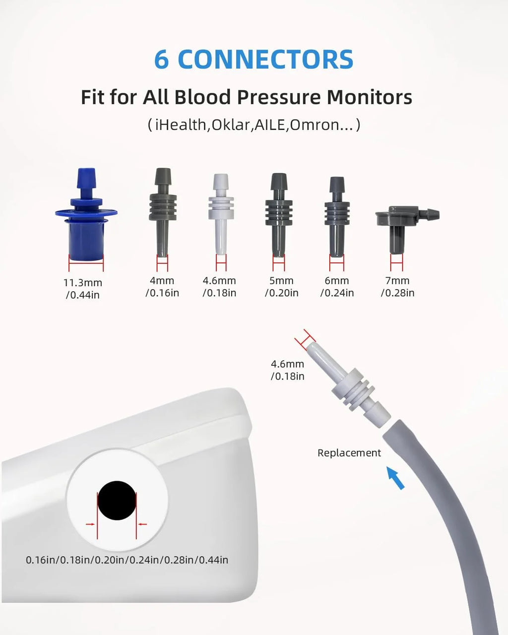 Checkme Large Blood Pressure Cuff for Adult Upper Arm Cuff Compatible with Most BP Monitors with 6 Connectors