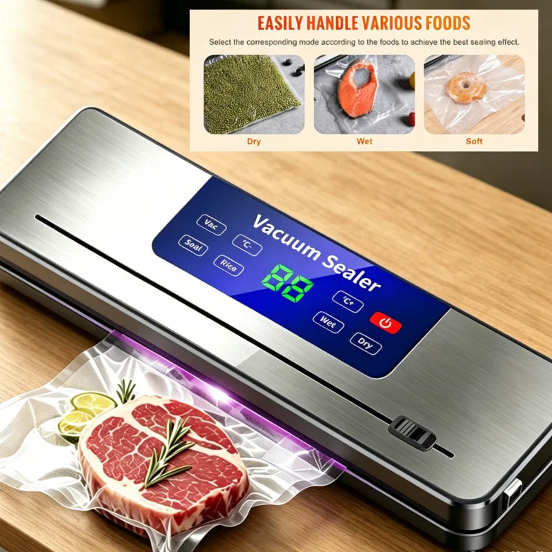 Wireless Portable Vacuum Sealer for Food Multi-Pack with Sealing Countdown Display Touch Waterproof Buttons Compact Kitchen Esse