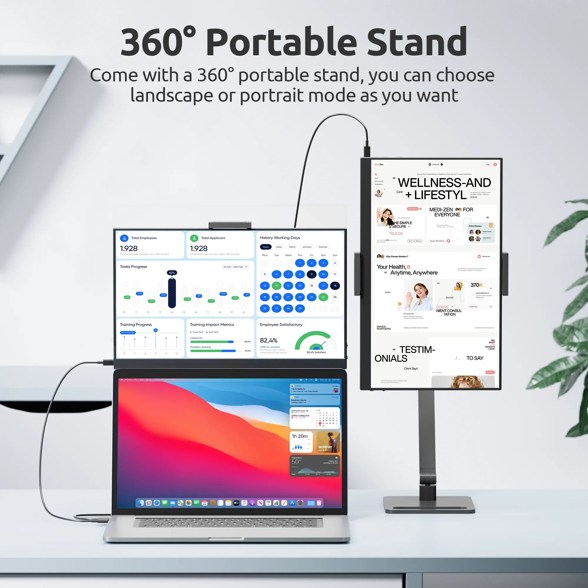 Amoudo 15.6 Inch 1920x1080P Portable Monitor with Desk Stand USB Type-C Mini HDMI Second Screen for PS4, XBox Switch PC Mac