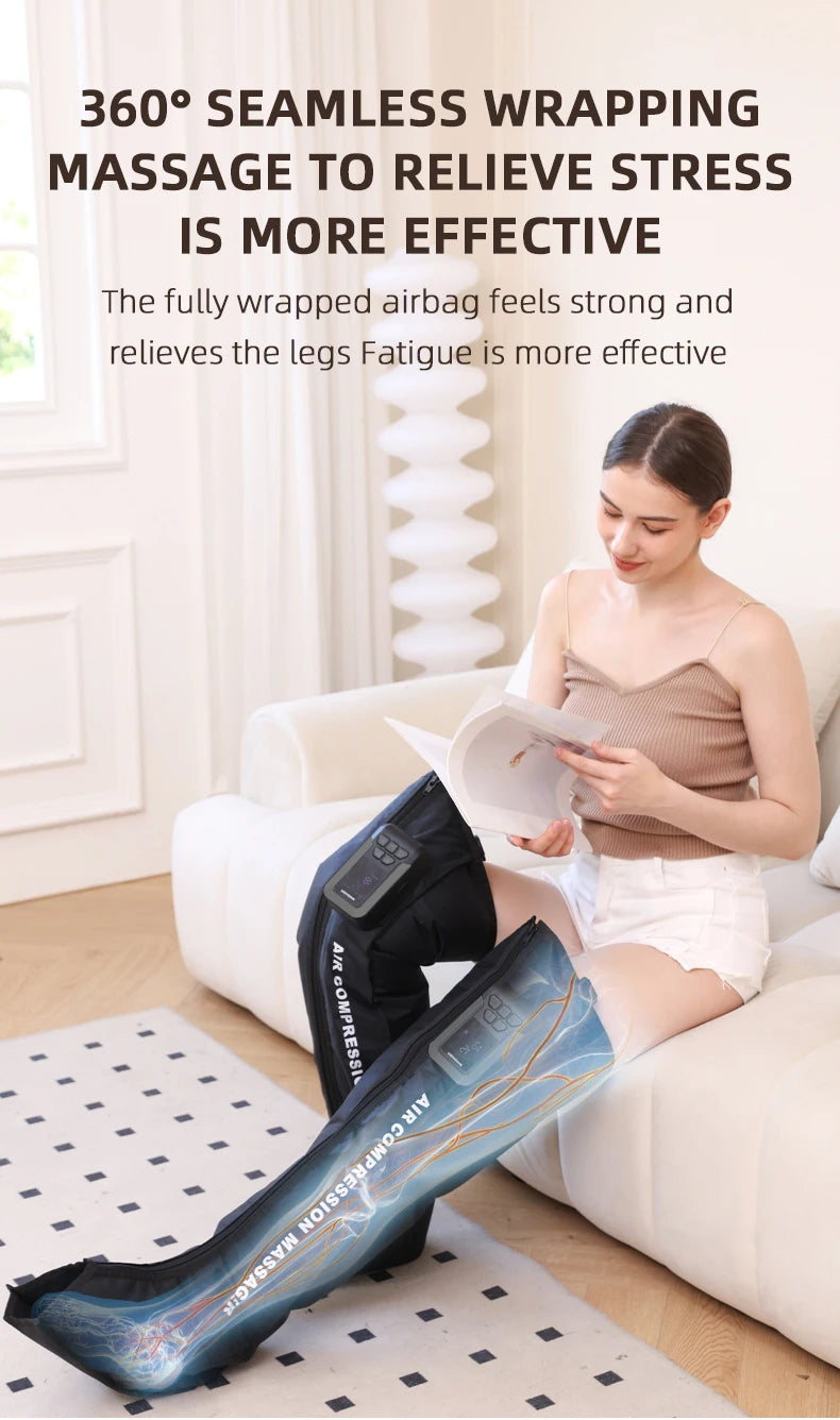 Pneumatic Leg Massager for Foot, Calf, and Thigh Recovery | Tidesmit Relaxation Treatment Tidesmit
