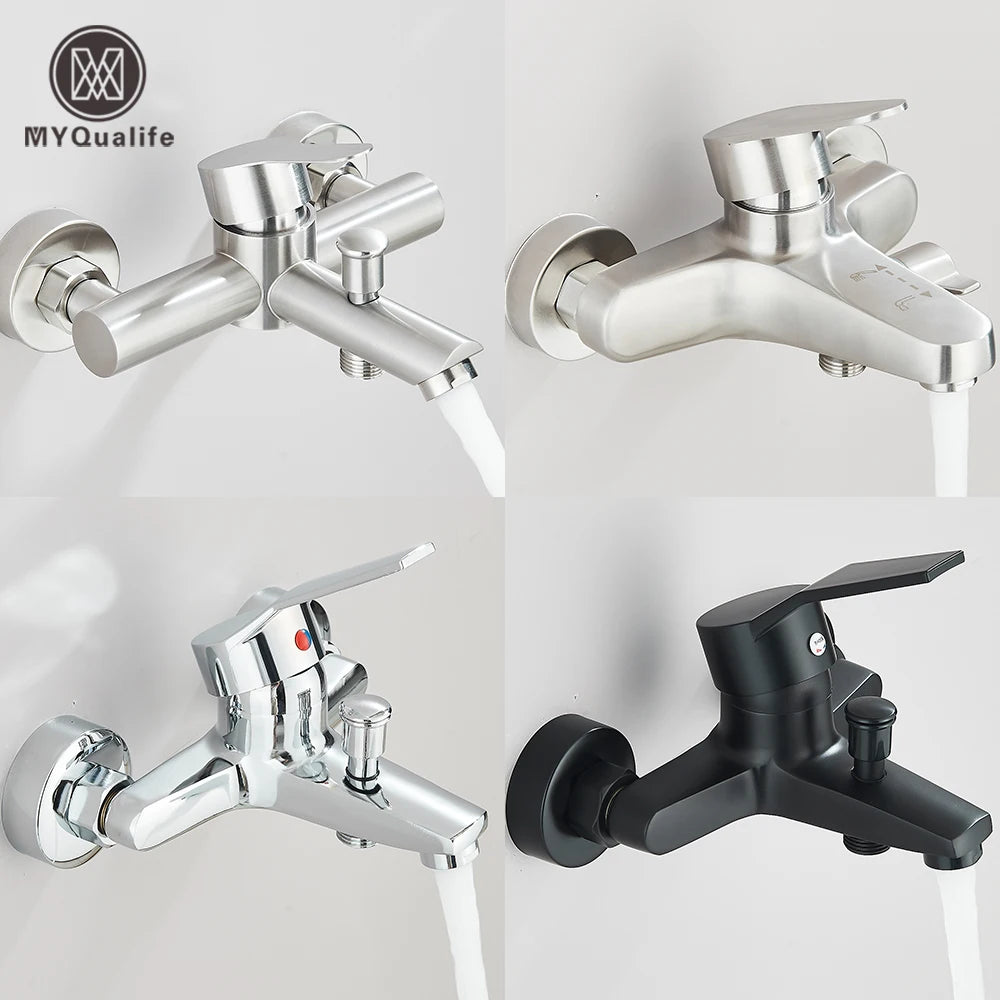 Bathroom Hot and Cold Water Mixers Wall Mounted Single Handle Bathtub Faucet