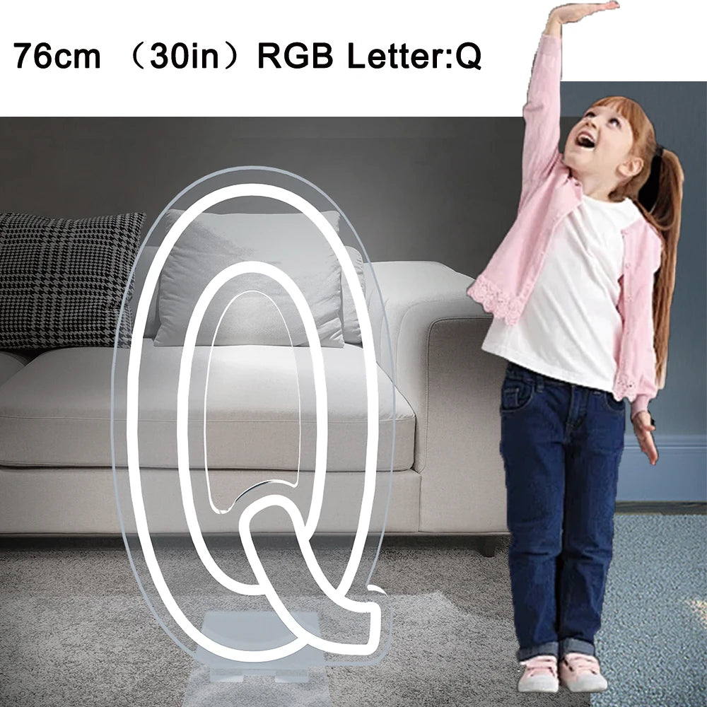 76cm Tall LED Alphabet Light Up Letters for Professional Event Decor 76cm Q White Tidesmit