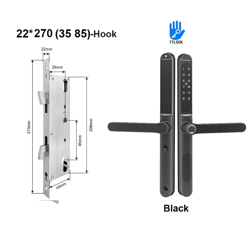TTLock App Smart Aluminum Door Lock Waterproof Fingerprint Digital Password RFID Keyless Electronic Sliding Glass Door Lock