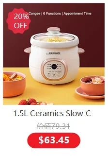 White ceramic slow cooker with domed lid and front control dial